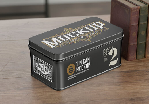 Rectangular Tin Can Mockup