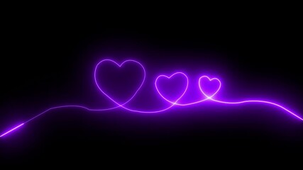 Luminous neon hand heart icon. Concept of unrequited love and Heartbeat neon sign animation. Concept of unrequited love broken heart neon sign animation. 4k on black background Animation icon.