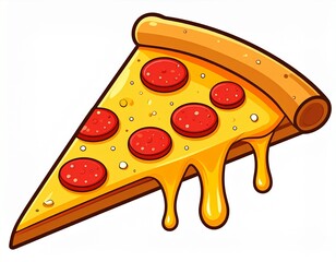 Cartoon slice of pepperoni pizza with cheese