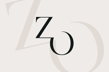 Fototapeta premium ZO or OZ letter logo icon design. Classic style luxury initials monogram.