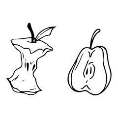 eaten and sliced apple drawing