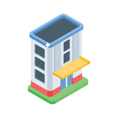 Sleek isometric icon of corporate office view