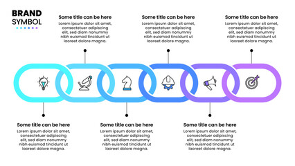 Infographics template. Horizontal Chain with 6 icons