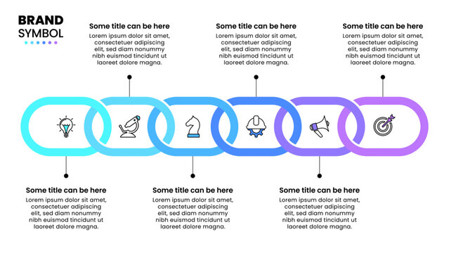 Infographics template. Horizontal Chain with 6 icons
