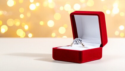 Sparkling Diamond Engagement Ring in Red Velvet Box.