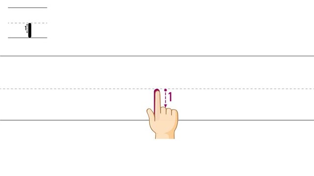 This is an animation that shows the writing direction and the number of strokes for lowercase letters for children who are just beginning to read and write.