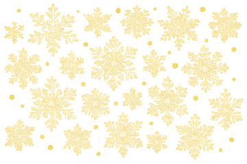 Golden glitter snowflakes seamless pattern creating a festive winter holiday background with transparent elements