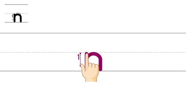 This is an animation that shows the writing direction and the number of strokes for lowercase letters for children who are just beginning to read and write.