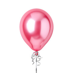 Stunning metallic pink balloon gleams with festive ribbons, perfect for celebrations, parties, and joyful events, adding a touch of modern elegance.