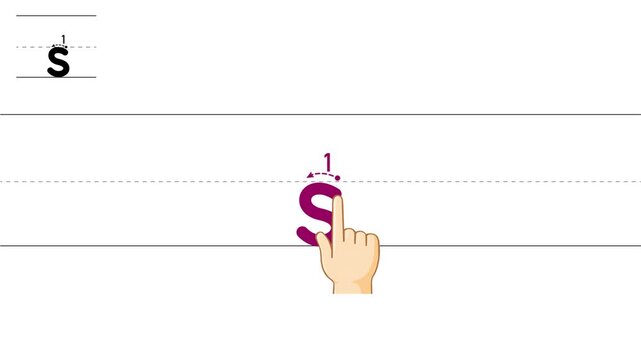 This is an animation that shows the writing direction and the number of strokes for lowercase letters for children who are just beginning to read and write.