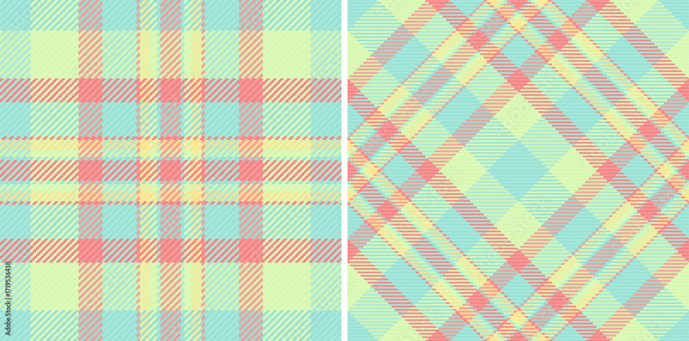 Poster two pastel plaid patterns. ideal for textile design, backgrounds, or adding a touch of retro charm t