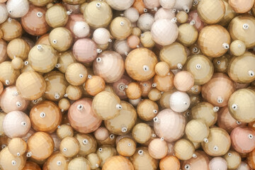 Christmas background with Pastel golden Christmas Baubles. 3d rendering