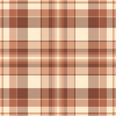 Checking seamless plaid pattern, stationary textile vector texture. Velvet check tartan background fabric in orange and red colors.