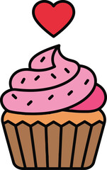 Sweet heart cupcake treat delicious dessert valentine love celebration treat vector