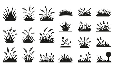 Collection of Grass and Plant Silhouettes