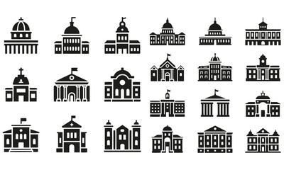 Collection of Silhouettes of Different Government and Historic Buildings