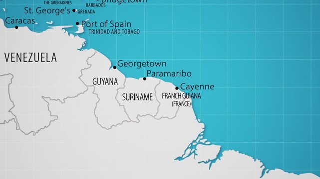 Suriname on the World Map with Animated National Flag