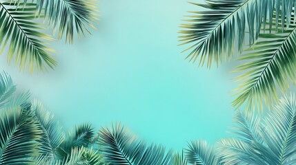 Tropical palm leaves background for summer vacation and beach themed designs © ShaYan
