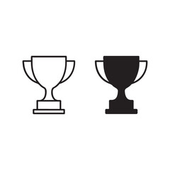 Trophy Icon Set with Outline and Solid Vector Style