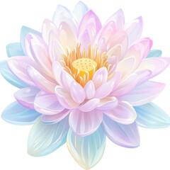 Fototapeta premium Elegant watercolor illustration of a vibrant lotus flower in full bloom.