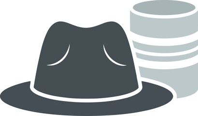 Detective hat and stack of coins icon for mystery investigation and financial crime concepts vector