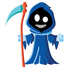 Grim reaper with a scythe and accessories.