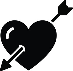 Iconic heart pierced by arrow symbolizing love romance cupid arrow valentine day celebration vector