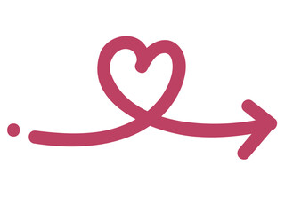 Flat red heart arrow icon for valentine and wedding
