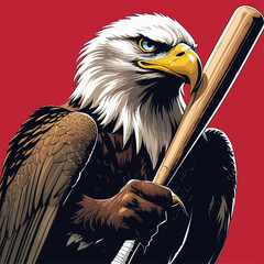 vector eagle carrying a baseball bat