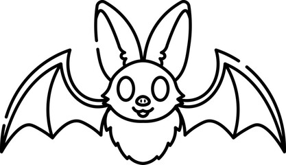 Bat with wings and star outline style.