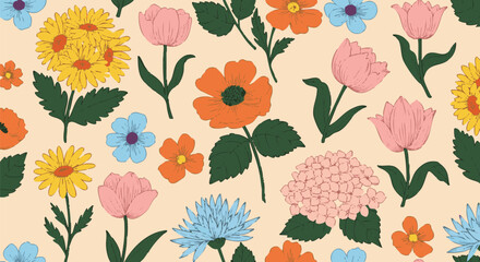 seamless pattern with tulips