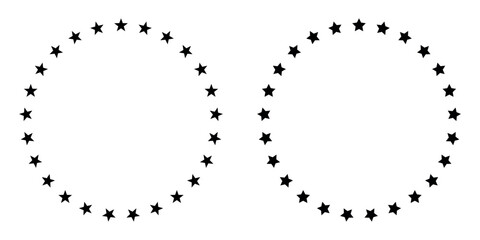 Circle frame made of stars. Decorative round border with star pattern. Simple geometric shape for design, celebration, holiday, award, certificate, banner, decoration