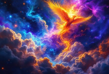 Obraz premium Cosmic Phoenix Rising Nebula.