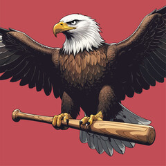 vector eagle carrying a baseball bat