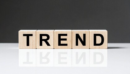 流行を表す英語のフレーズTRENDの文字が書かれたキューブブロック。 aiで生成	