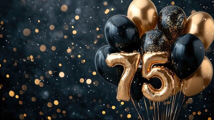 Elegant 75th Birthday Celebration with Gold Balloons