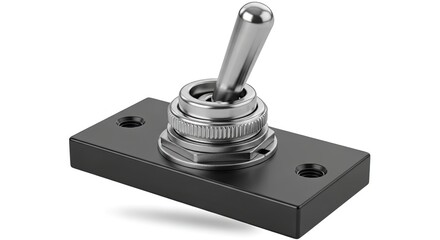 Classic metal toggle switch on black rectangular base