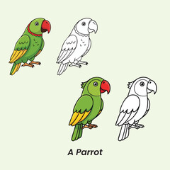 Coloring page Vector illustration of a parrot