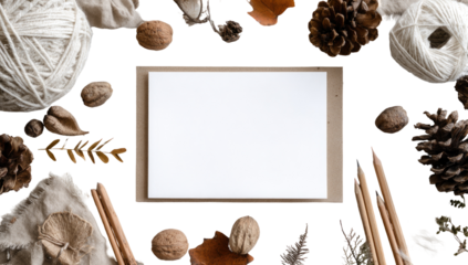 Blank card surrounded by autumnal textures