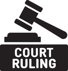 Silhouette of a court ruling icon, perfect for legal, justice, and courtroom design projects.