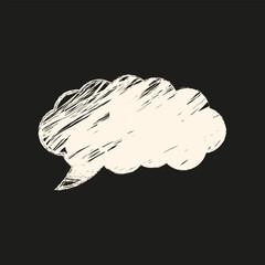 Chalk cloud. Vector illustration of doodle Chalk texture cloud. Perfect idea dream Speech Bubble template design isolated black. Ideal for social media reels stories design. EPS 10