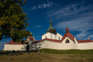 Church of St. John of Nepomuk at Zelen&aacute; Hora on a clear autumn day