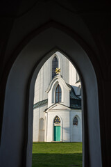 Church of St. John of Nepomuk at Zelen&aacute; Hora in Žď&aacute;r nad S&aacute;zavou on a clear autumn day