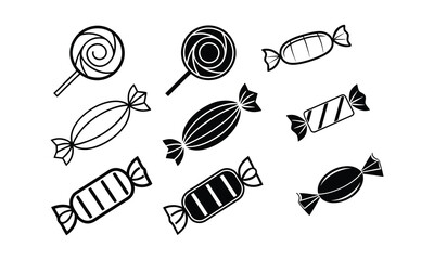 various candies and chocolate pieces Silhouette
