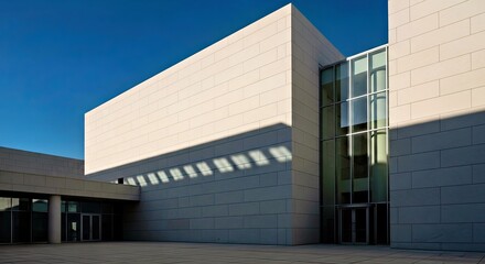 Obraz premium An Elegant Minimalist Museum with Dramatic Lighting and Shadows