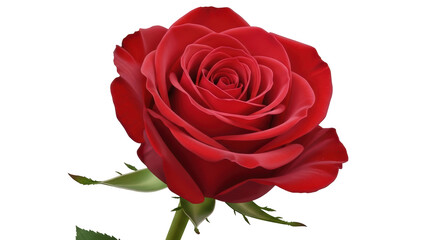 Isolated red rose flower blossom, beautiful romantic bloom, floral love symbol, elegance