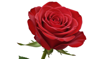 Isolated red rose flower blossom, beautiful romantic bloom, floral love symbol, elegance