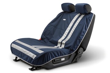 Naklejka premium Dark blue car seat cover with reflective stripes for protection and visibility