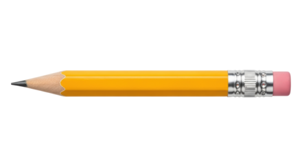 Isolated yellow pencil with eraser, tool for writing, drawing, and sketching on paper
