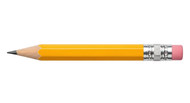 Isolated yellow pencil with eraser, tool for writing, drawing, and sketching on paper - Powered by Adobe